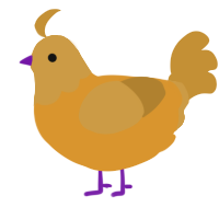 B, a orange and gold chicken with a head pattern