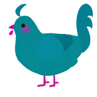 A teal and sea chicken with a lace pattern