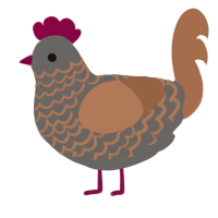 A grey and brown chicken with a lace pattern