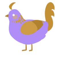 A lilac and gold chicken with a neck-speckle pattern