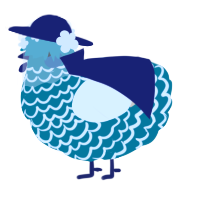 A sea and cream chicken with a lace pattern