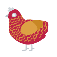 Cour, a crimson and orange chicken with a lace pattern