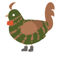 A olive and brown chicken with a bar pattern