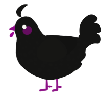 A black chicken with a speckle pattern
