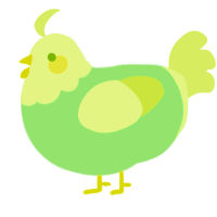 A gluppy and apple chicken with a head pattern