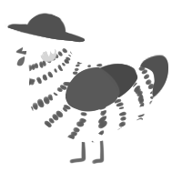 A cream and olive chicken with a bar pattern