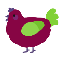 A maroon and grass chicken