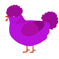 A amethyst and plum chicken with a neck-speckle pattern