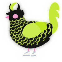 A black and lime chicken with a lace pattern