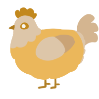 A honey and beige chicken with a head pattern
