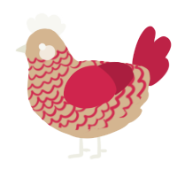 A beige and crimson chicken with a lace pattern