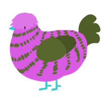 A orchid and olive chicken with a bar pattern