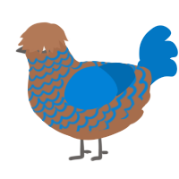 A brown and sapphire chicken with a lace pattern