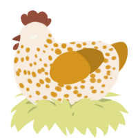 A cream and ochre chicken with a speckle pattern