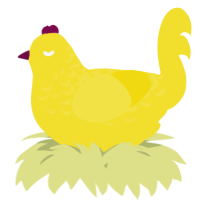 A yellow chicken with a half-lace pattern