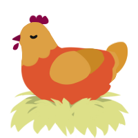 A vermilion and orange chicken with a head pattern