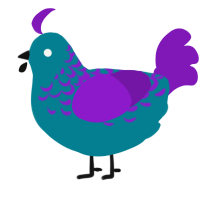 A sea and violet chicken with a half-lace pattern