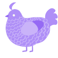 A lilac chicken with a lace pattern