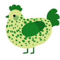 A lemon and leaf chicken with a speckle pattern