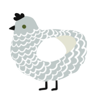 A silver and white chicken with a lace pattern