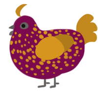 saffron, a wine and ochre chicken with a speckle pattern