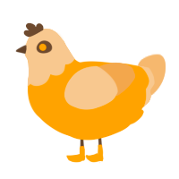 A gold and beige chicken with a head pattern
