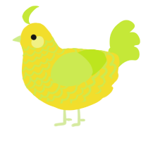 A yellow and lime chicken with a lace pattern