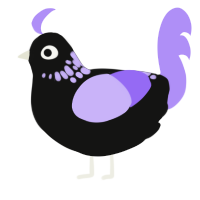 glow stick, a black and lilac chicken with a neck-speckle pattern