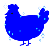 A ultramarine chicken with a lace pattern