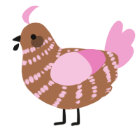 A brown and pink chicken with a bar pattern