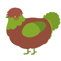 A russet and chartreuse chicken with a head pattern