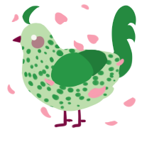 A gluppy and viridian chicken with a speckle pattern