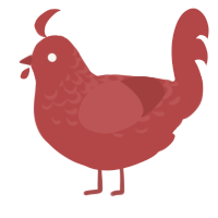 A red chicken with a half-lace pattern