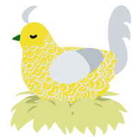 A yellow and mist chicken with a double-lace pattern