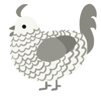 A white and ash chicken with a lace pattern