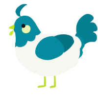 A white and sea chicken with a head pattern