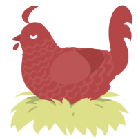 A red chicken with a lace pattern