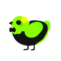 A black and grass chicken with a head pattern