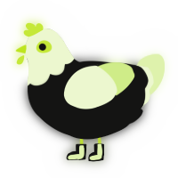 A black and apple chicken with a head pattern