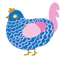 A sapphire and pink chicken with a lace pattern