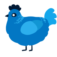 A sapphire and sky chicken with a neck-band pattern