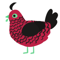 A crimson and sable chicken with a lace pattern
