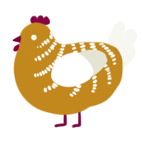 A ochre and white chicken with a half-bar pattern
