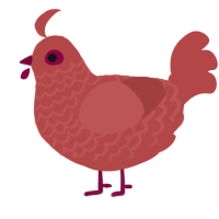 A red chicken with a lace pattern