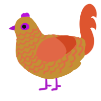 Sandra Loam, a gold and vermilion chicken with a lace pattern