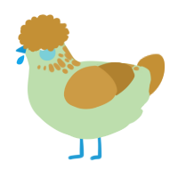 A gluppy and gold chicken with a neck-speckle pattern