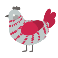 A silver and crimson chicken with a bar pattern