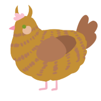 A gold and brown chicken with a bar pattern