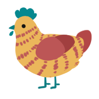 A honey and red chicken with a bar pattern