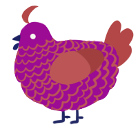 A plum and red chicken with a lace pattern